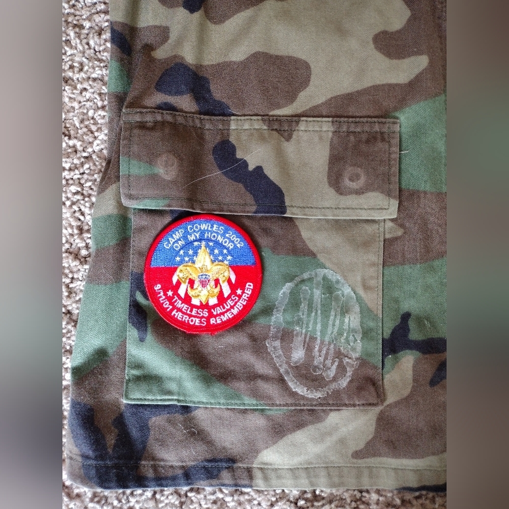 Camo Army Jacket with Boyscouts Of America Merits And Patches - Picture 11 of 16